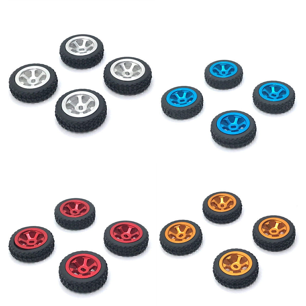 4PCS Aluminum Alloy Wheels Rim Tires for Wltoys 1/28 K969 K989 P929 RC Car