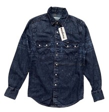 Wrangler Nwt Mens Denim Western Snap Long Sleeved Shirt MWT10BE DAMAGED