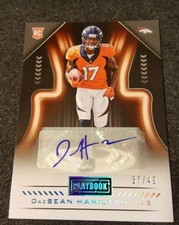2018 PLAYBOOK DAESEAN HAMILTON AUTO BLUE PARALLEL ROOKIE RC #37/49 *BRONCOS*NRMT