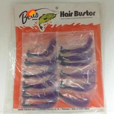 Betts Hair Buster Bass Jig Fishing Lures 12 Pc Dealer Card Purple 3/8oz