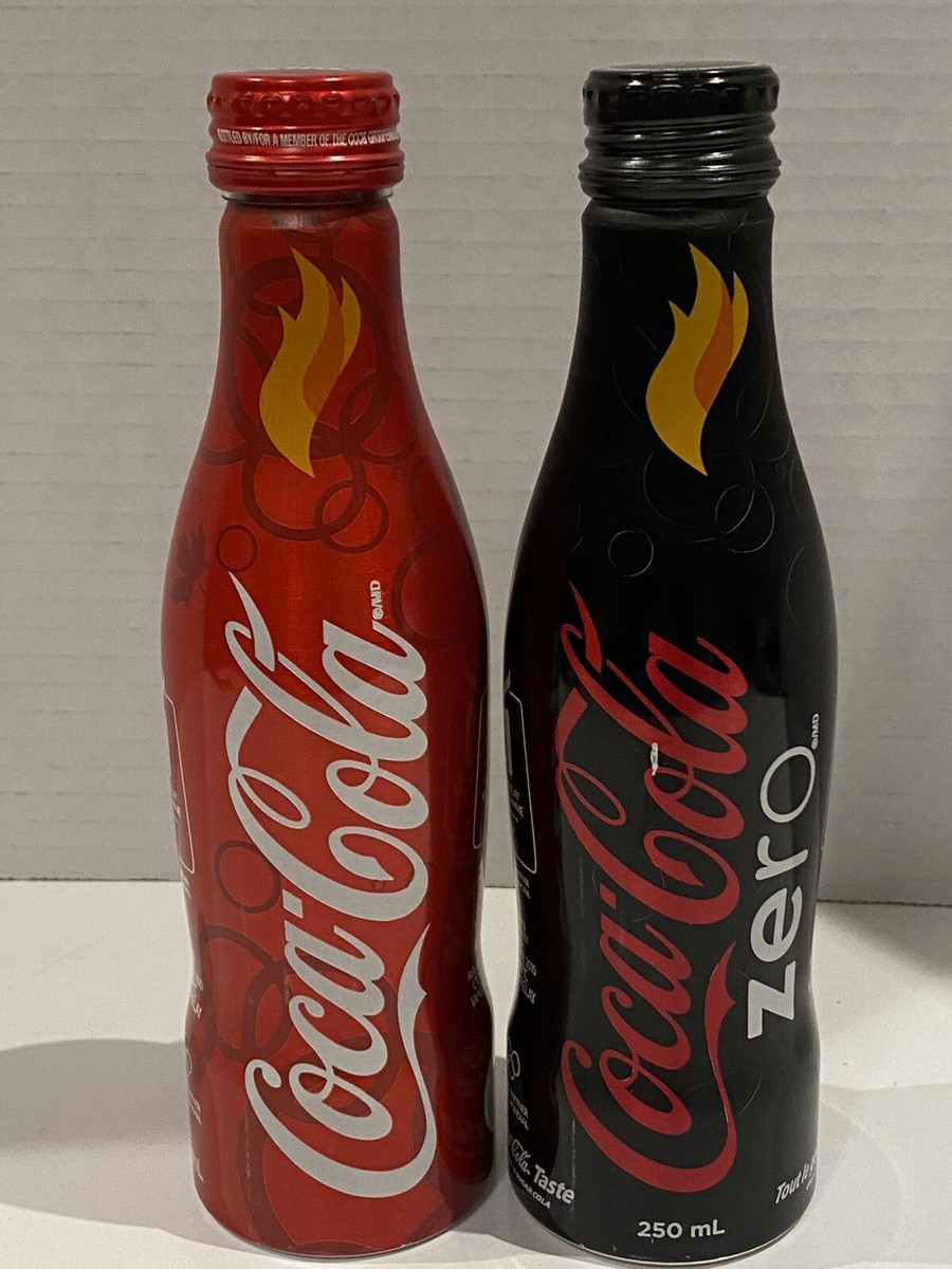 Botella Completa de Coca-Cola Aluminio Juegos Olímpicos de Invierno 2010  Vancouver Antorcha Canadá