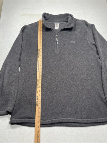 The North Face Giacca Uomo XL Grigio Scuro Pile 1/4 Zip Pullover Logo Maglione - Foto 4 di 6