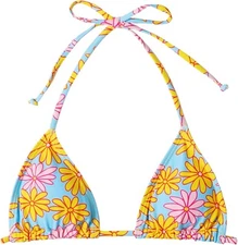 Romwe Women's Allover Floral Print Triangle Bikini Top String Halter Swimsuit...