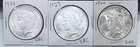 LOT OF 3 PEACE SILVER DOLLARS UNCIRCULATED DETAILS  EXCELLENT FEATHERS!