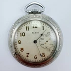 Antique Elgin 7 Jewels Stainless Pocket Watch, Pre-Owned, Doesn't Run (49#109)
