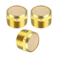3pcs Brass Pneumatic Exhaust Muffler NPT 1/2 Flat Air Compressor Muffler, Golden