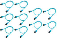 18" Inch UV Blue SATA 3 III Round SSD/HDD Data Cable Straight to Straight 10-Pac