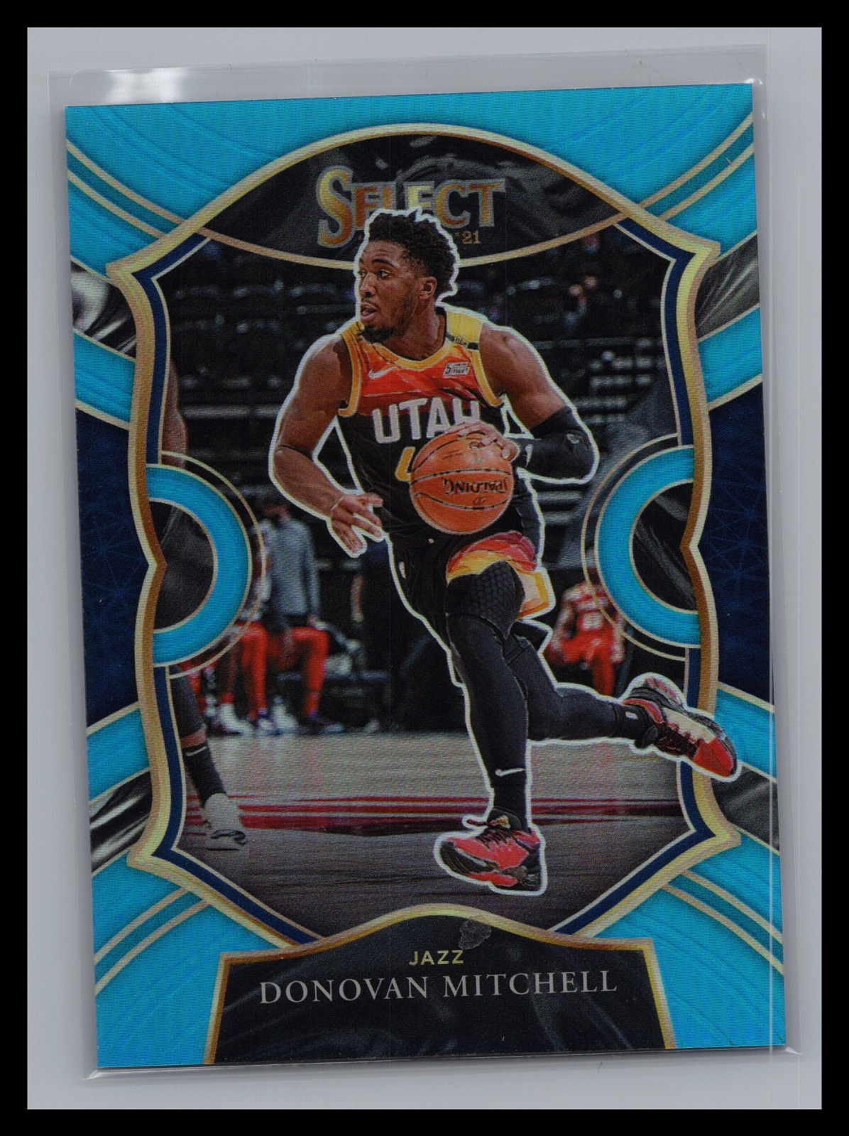 2020-21 Panini Select #27 Donovan Mitchell #/299 Light Blue Prizm Retail Jazz