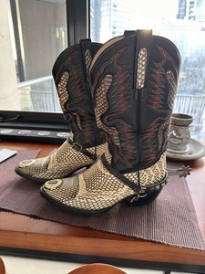LOS ALTOS Men Sz US 9.5D GENUINE KING COBRA Black Snakeskin Leather Boots EXOTIC Los Altos Black Caiman Hornback (round toe) - Tim main image 4