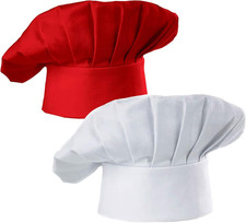 Chef Hat Set of 2 Pack Adult Adjustable Elastic Baker Kitchen Cooking Chef Cap