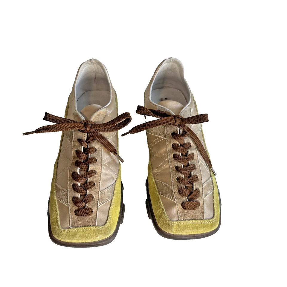 Donald J Pliner Gamuza Tenis Deportivos Para Mujer 9.5M Zapatos Marrón/Verde Senderismo Y2K Foto 3 de 4