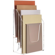 Vertical Triple File Folder Holder Organizer,Acrylic File Organizer, File Sor...