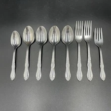 Oneida Rogers HOMESTEAD Stainless Flatware Forks Spoons Lot of 8 Pieces