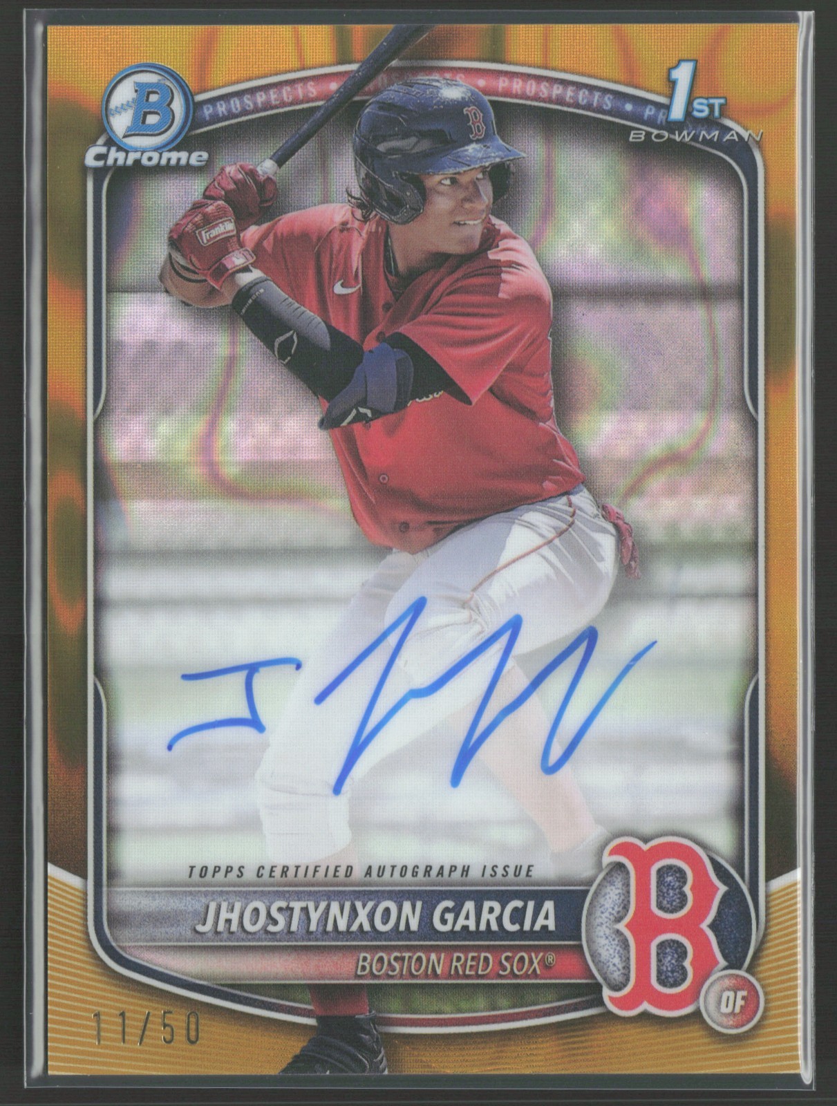 2025 BOWMAN CHROME JHOSTYNXON GARCIA 1ST BOWMAN AUTO GOLD LAVA #D 11/50