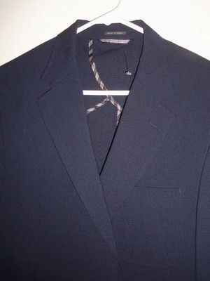 (BA252) BNWOT Ibiza BLACK WOOL Seersucker LIGHT BLAZER- Patch Pockets- 42R
