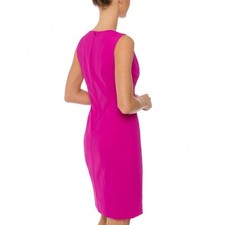 Elie Tahari $348 Marley Fuschia Seamed Sleeveless Shift Dress Dress Sz 4 Stretch