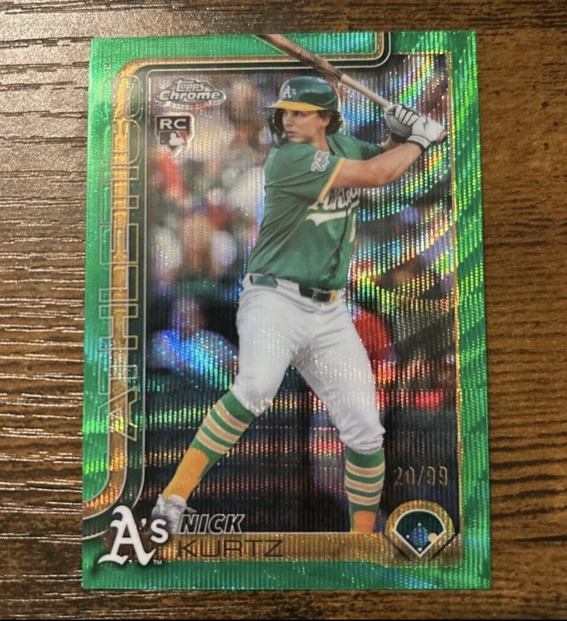 2025 Nick Kurtz Topps Chrome Update Green Wave Refractor 90/99 RC USC178