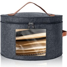 Round Hat Box, Stackable Felt Hat Boxes for Women Storage, Foldable Premium Hat