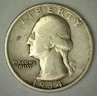 1934 D Washington Silver Quarter Circulated Fine 25c US Coin Denver Mint
