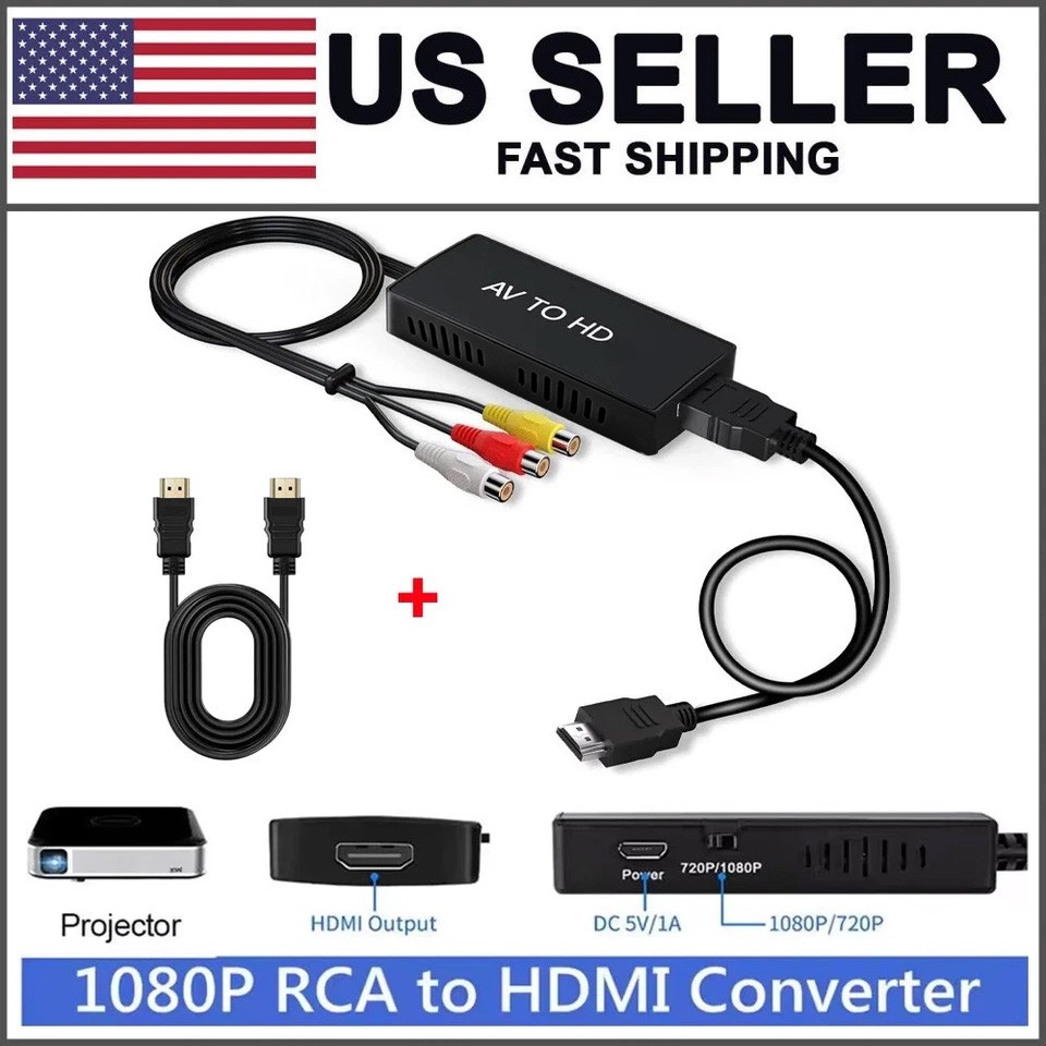 RCA to HDMI Converter, Analog Composite to HDMI Adapter Comp