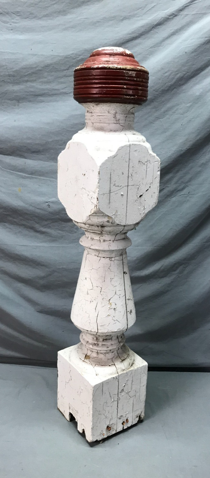 Antique VTG Hardwood Oak Shabby Exterior Porch Newel Post 7x37 Chic Old 1200-25B