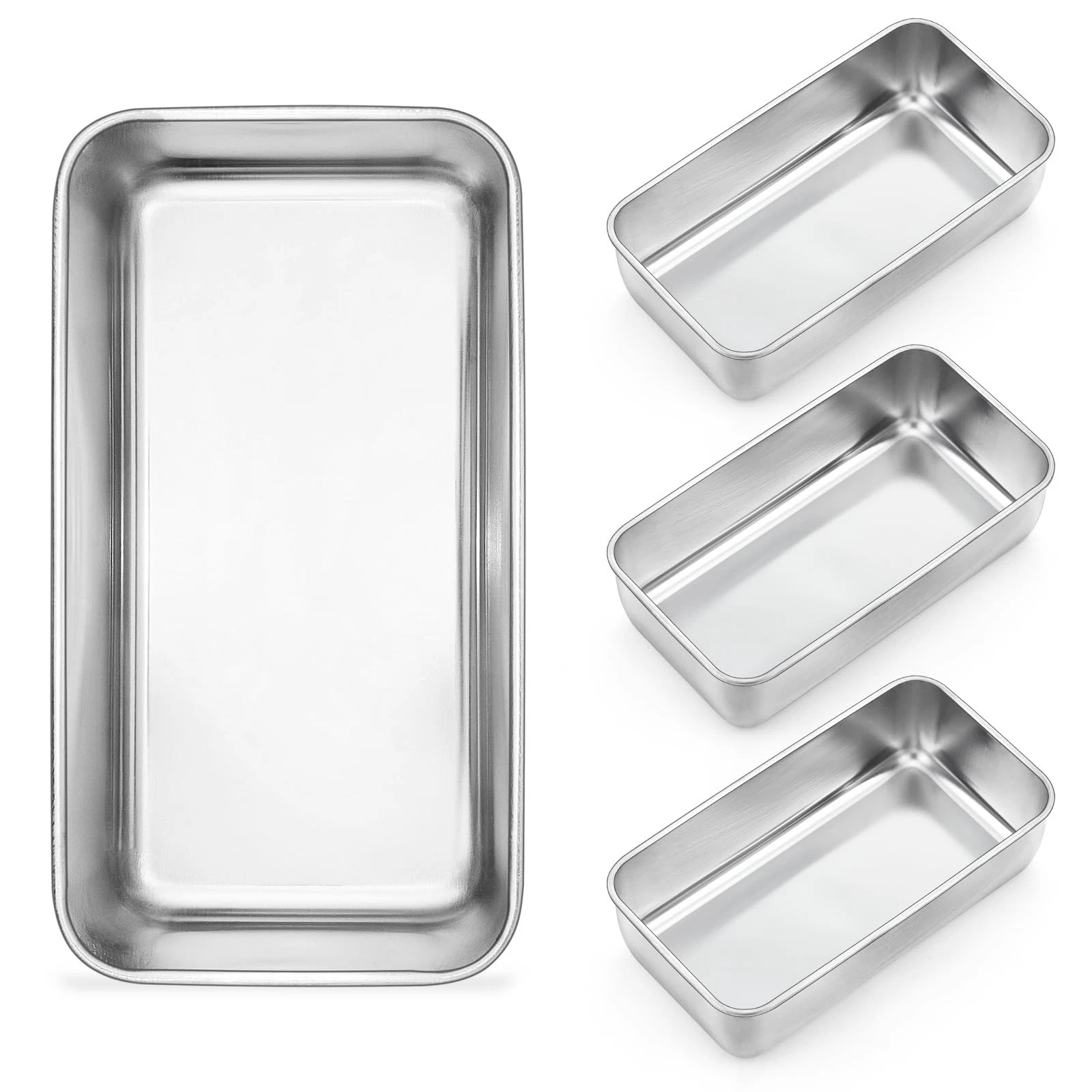 Onader 9 x 5 Bread Loaf Pans, Stainless Steel Deep Meatloaf Pan for Baking Se...