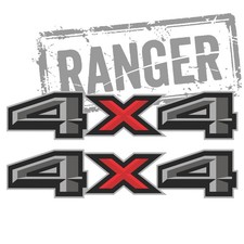 Ford Ranger 4x4 Bedside Decals 2019-2023 Black Red Metallic Replacement Set 2