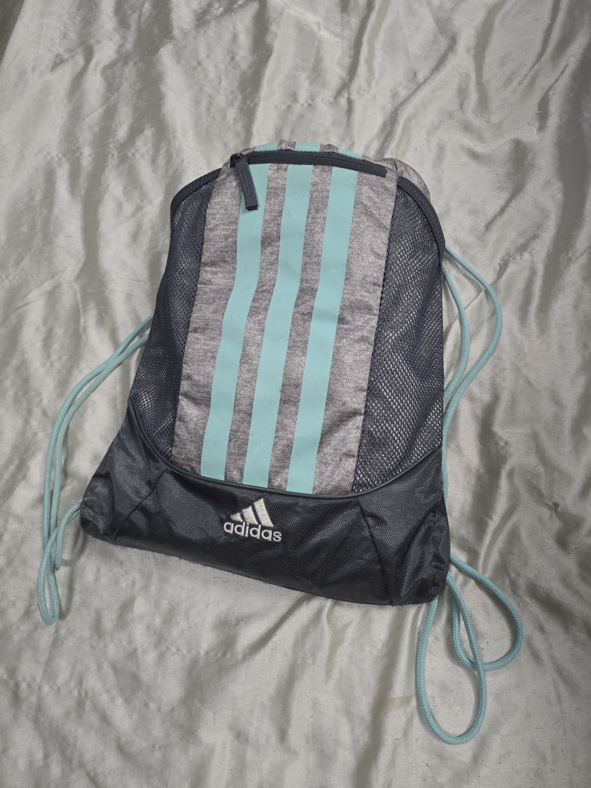 Adidas Gray & Mint Drawstring Medium Sized Sackpa… - image 3