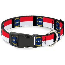 Plastic Clip Collar North Carolina Flag/Black Medium 11-16.5"