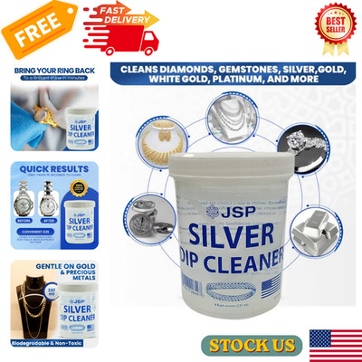 Sterling Silver Dip Cleaner, Tarnish Remover for 925 Jewelry, 8 oz Solution
