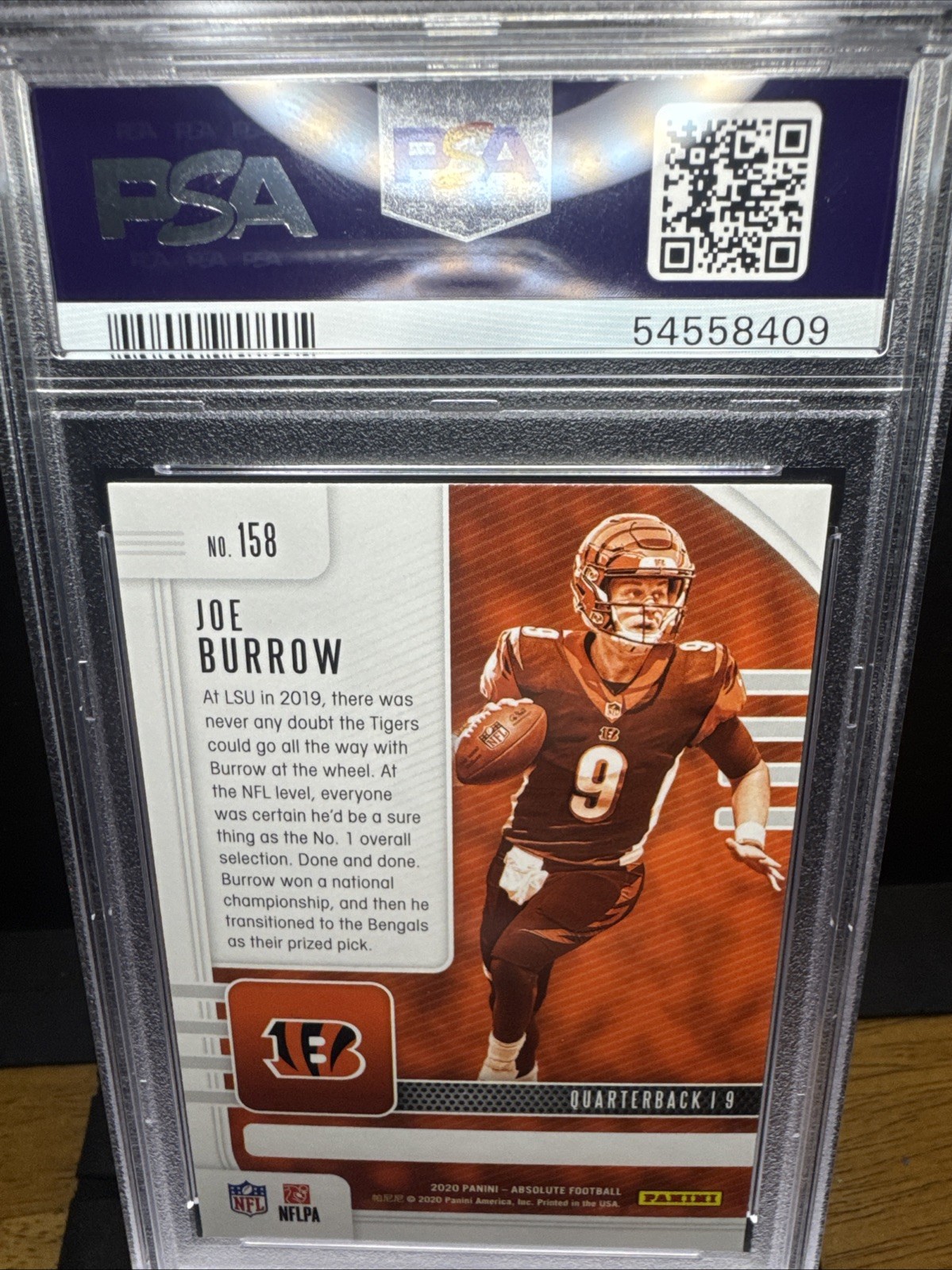 2020 Panini Absolute NFL Football #158 Joe Burrow RC PSA 10 Gem Mint Bengals 🔥 view 5