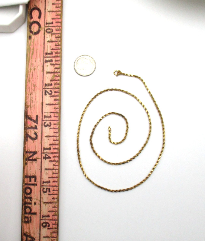 14K Yellow Gold Rope Chain Necklace 18" 2.3 Gr [N129]