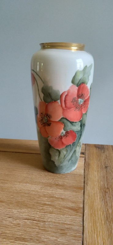 Lenox Belleek Hand Painted Poppies Flowers Vase 10”