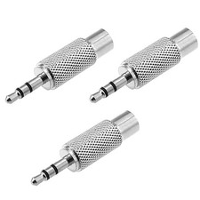 Bxian 3PCS Plug Adaptor Silver Metal 3.5 mm Stereo Male to RCA Female