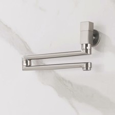 Wall Mounted SUS Kitchen Faucet Brushed Nickel Swing Arm Folding Stretchable Tap