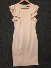 Tommy Hilfiger Dress Womens 6 Pink Ruffle Flutter Sleeve Sheath Knee Length