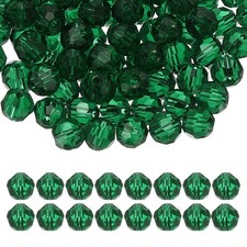8mm Round Crystal Beads, 100 Pcs Glass Faceted Ball Bead, Light Green