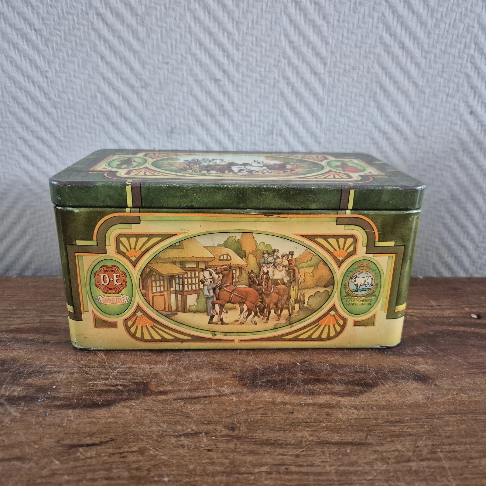 Vintage Pickwick Tea Douwe Egberts Tin Tea Caddy, Glass, Metal, Container