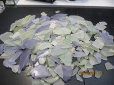 Lot of 3lbs of Polished Broken Glass Pieces Green, Purple  White
