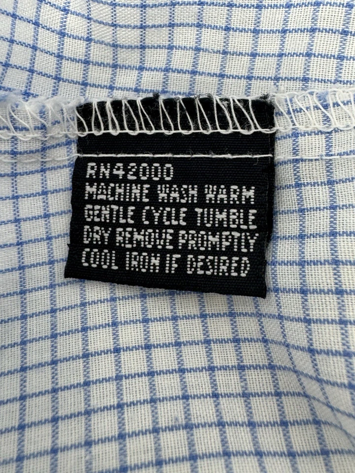 VINTAGE Ketch Dress Shirt Light Blue Plaid Single Stitch Button Down 15.5 32-33 - Image 4 of 4