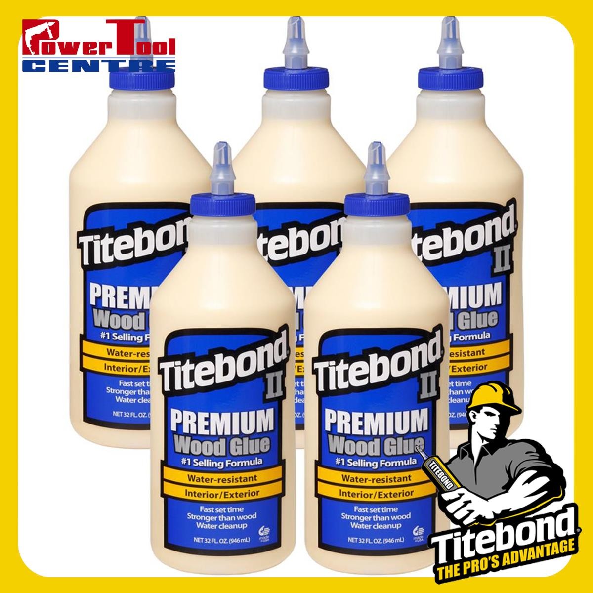 5x Titebond II 5005 Premium Wood Glue 32oz./946ml Bottle Titebond 2