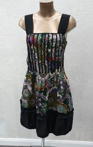 Tricot Chic Print Dress Size 8 New RRP £295 NEW Multi Colour Satin Made in Italy