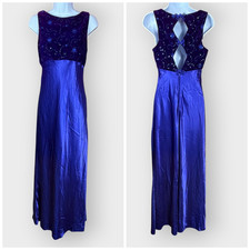 Vtg 90s Zum Zum Maxi Dress | 9/10 | Royal Violet Velvet Satin | Prom Whimsigoth