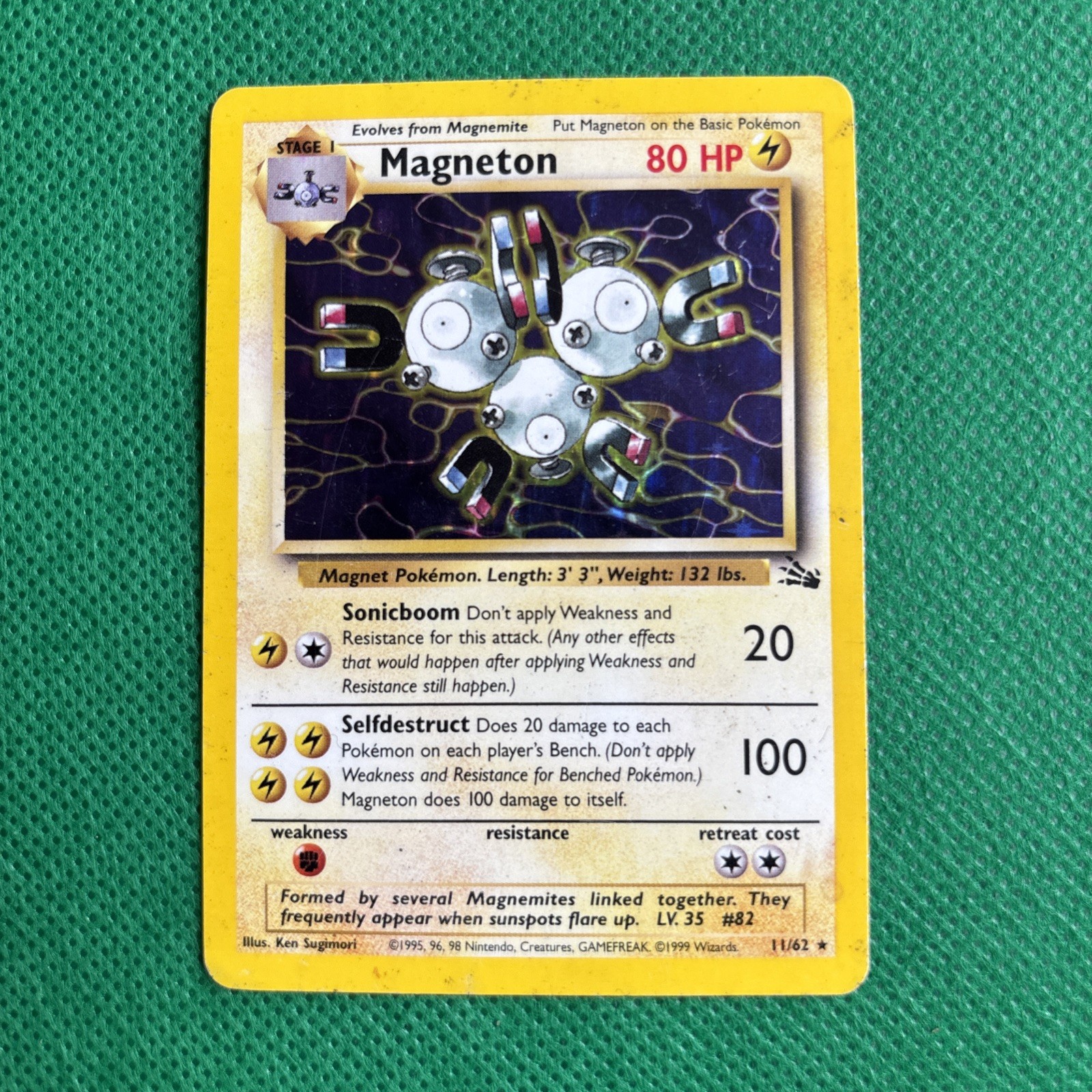 Magneton 11/62 HOLO RARE Fossil Vintage Pokemon  Moderate Play/VG *Free Ship*