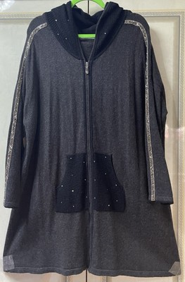 TREDY/Kardigan &Kapuze/Strickjacke/Linia A,Strass,Reißverschluss,Stretch,Gr54-56