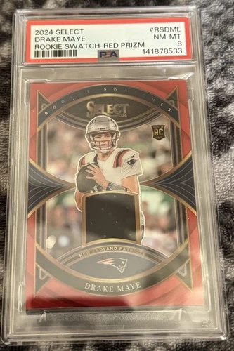 2024 DRAKE MAYE PANINI SELECT RC SWATCHES RED PRIZM ROOKIE RC PSA 8 NON AUTO 🎈