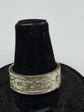 Sterling Silver Etched Floral Band Size 7 1/2 Ring 6.5 g
