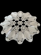 Vintage 13  Round Handmade Crocheted Table Centerpiece Doily Snowflake Off White