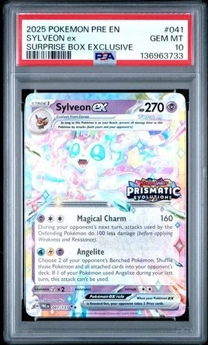 Sylveon EX 041/131 PSA 10 Stamped Surprise Box Prismatic Evolutions Pokemon Card