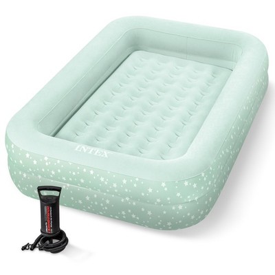 Portable Air Mattress Inflatable Bed Raised Sides Hand Pump Intex Kids Travel